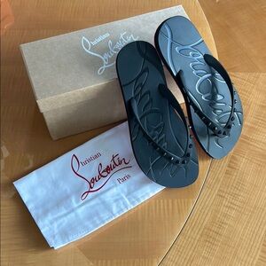 Christian Louboutin Black Flip Flops